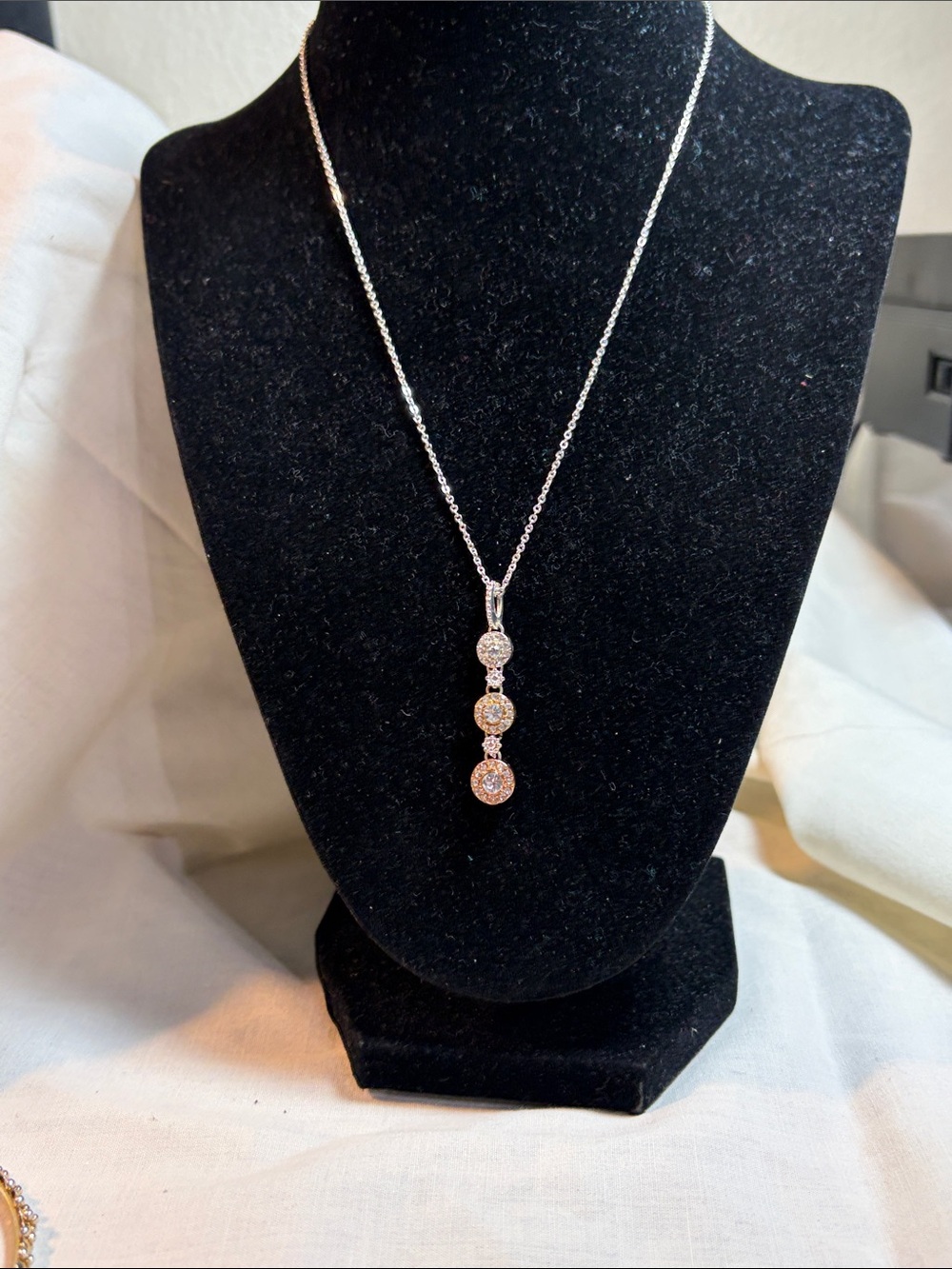 Classic Sterling Silver Three-Drop Pendant Necklace - White